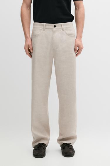 Zara Wide-leg linen trousers - Sand