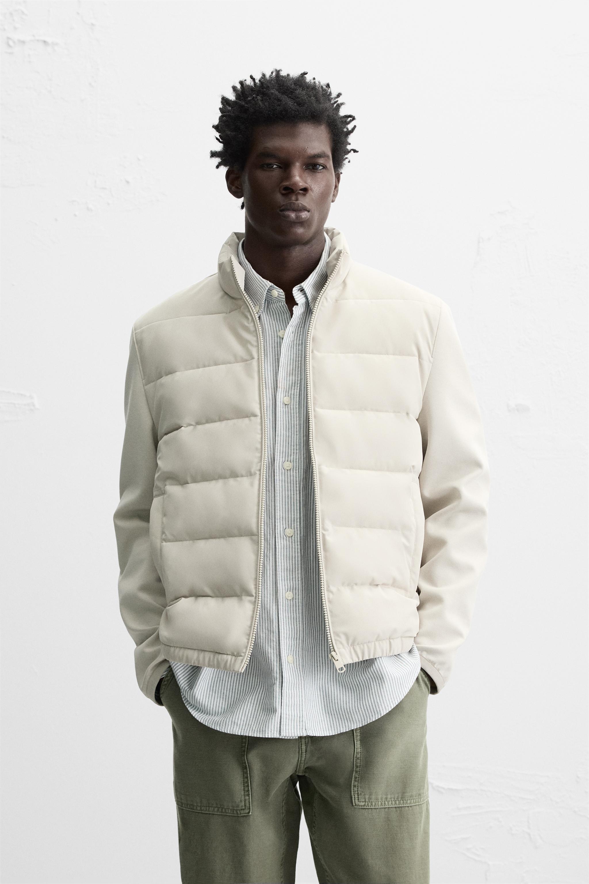 Zarajacket Zara Men Steppjacke CONTRAST PADDED JACKET Stone ZARA