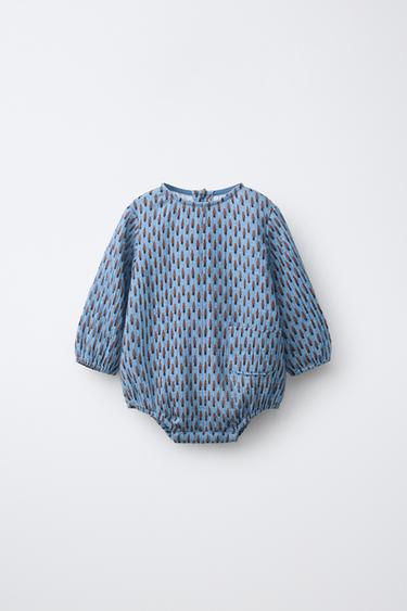 TEXTURED CARROT PRINT BODYSUIT - Bluish by Zara - Image 0