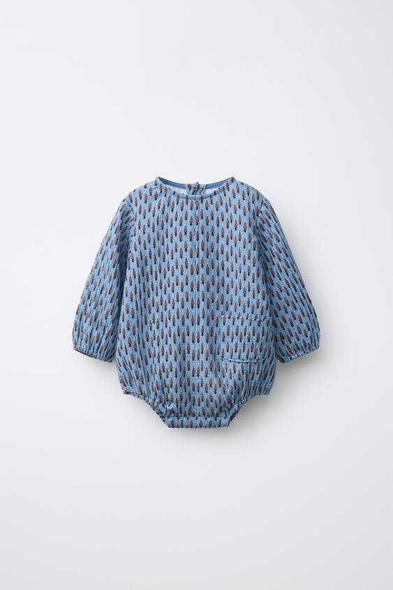 بادي محبّب بطبعة جزر - مزرق الخاص بـ Zara - صورة 0