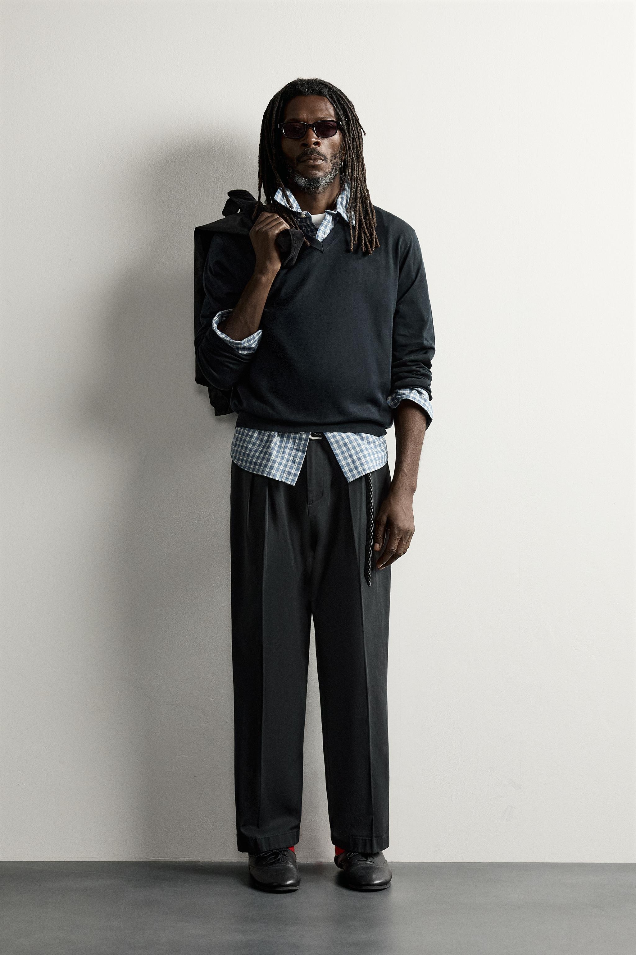 お値下げ！ZARA上下スーツシャツネクタイ4点セット160 AARON LEVINE X ZARA PLEATED CHINOS - Black | ZARA United States