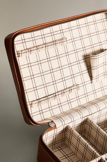 LARGE LEATHER WASH BAG WITH COMPARTMENTS - Mid-camel by Zara - Image 3