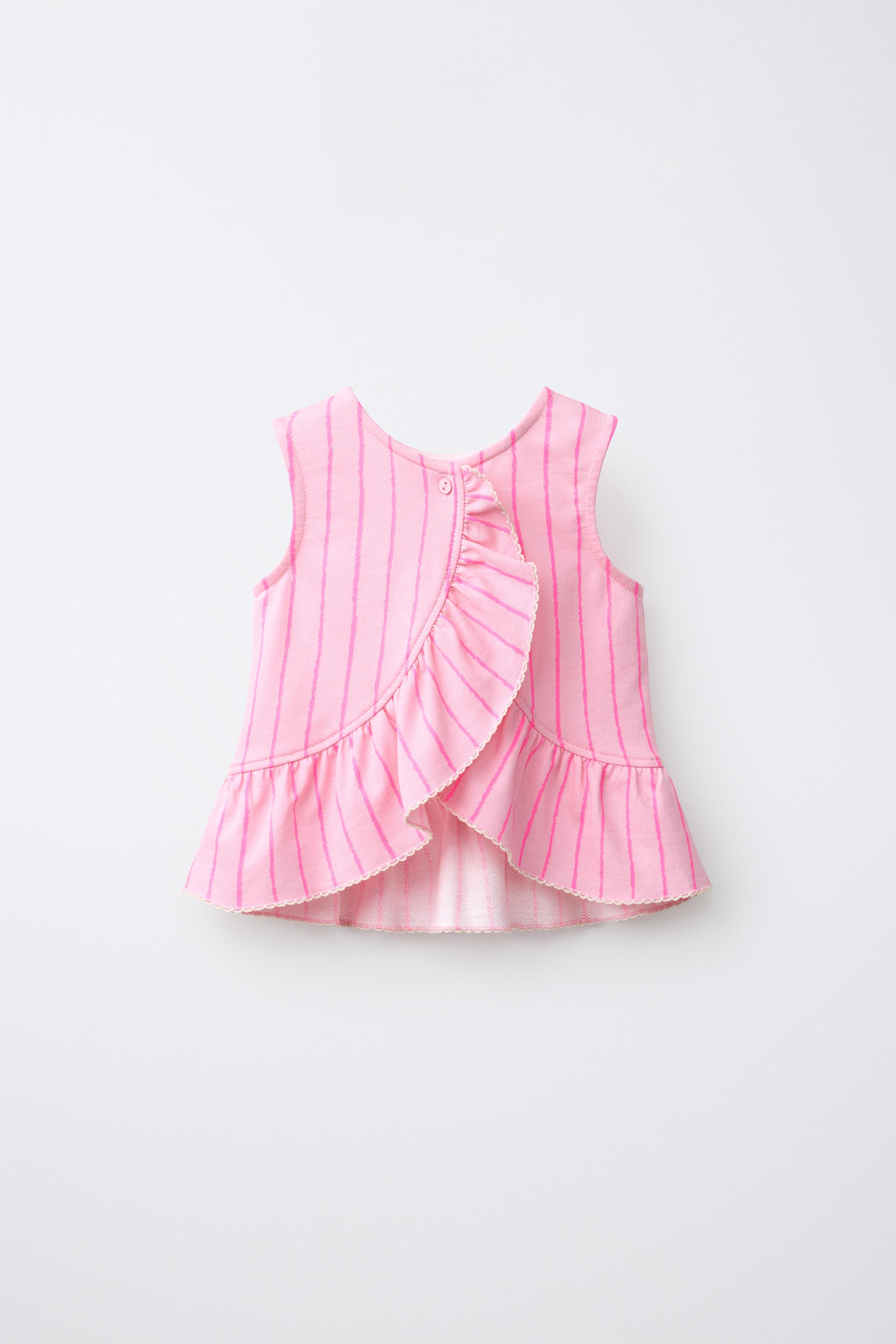 CONTRAST STRIPE TOP — Chalk pink