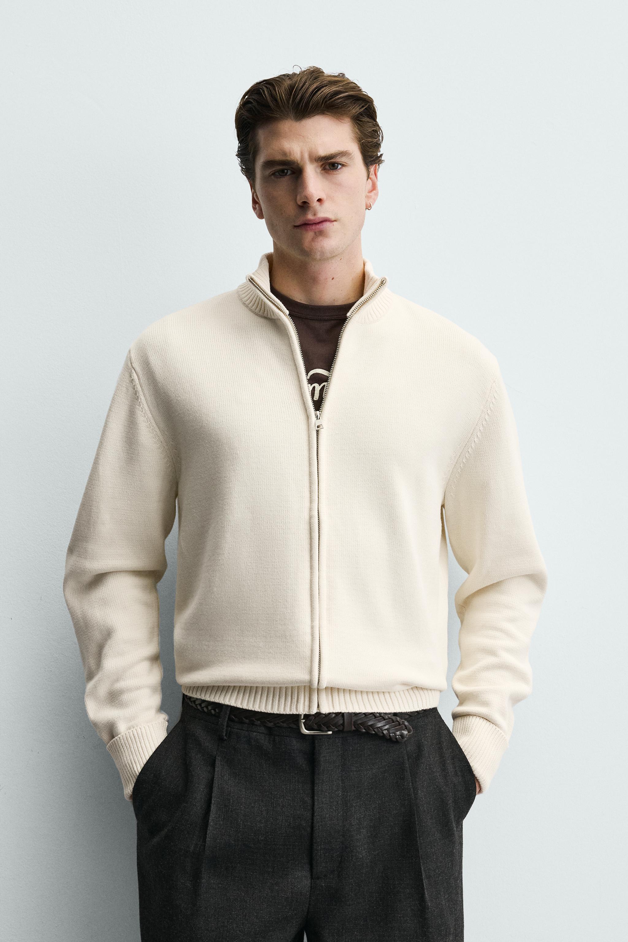 ZIPPER CARDIGAN - Oyster-white | ZARA United States