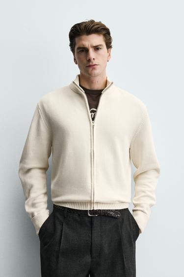 ZIP-UP KNIT CARDIGAN - Oyster-white by Zara