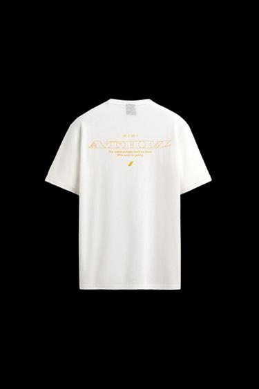 CAMISETA ESTAMPADA LINO - ALGODÓN - Blanco roto de Zara - Imagen 0