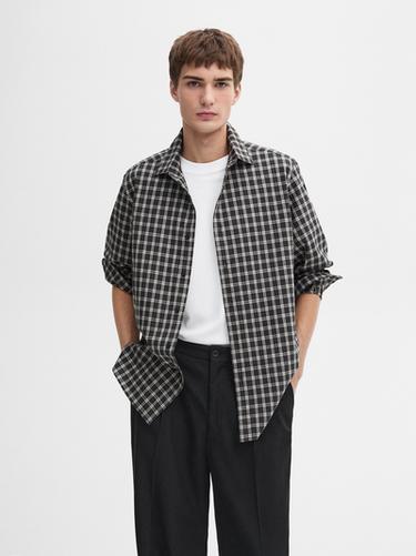 Zara 100% cotton melange check shirt - Gray