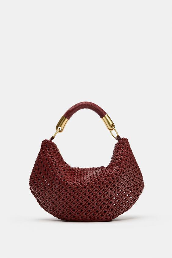 BOLSA DE OMBRO TRANÇADA - Vermelho-bordô da Zara - Imagem 0