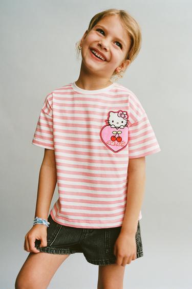 Zara 三麗鷗© HELLO KITTY 條紋貼布 T 恤 - 條紋