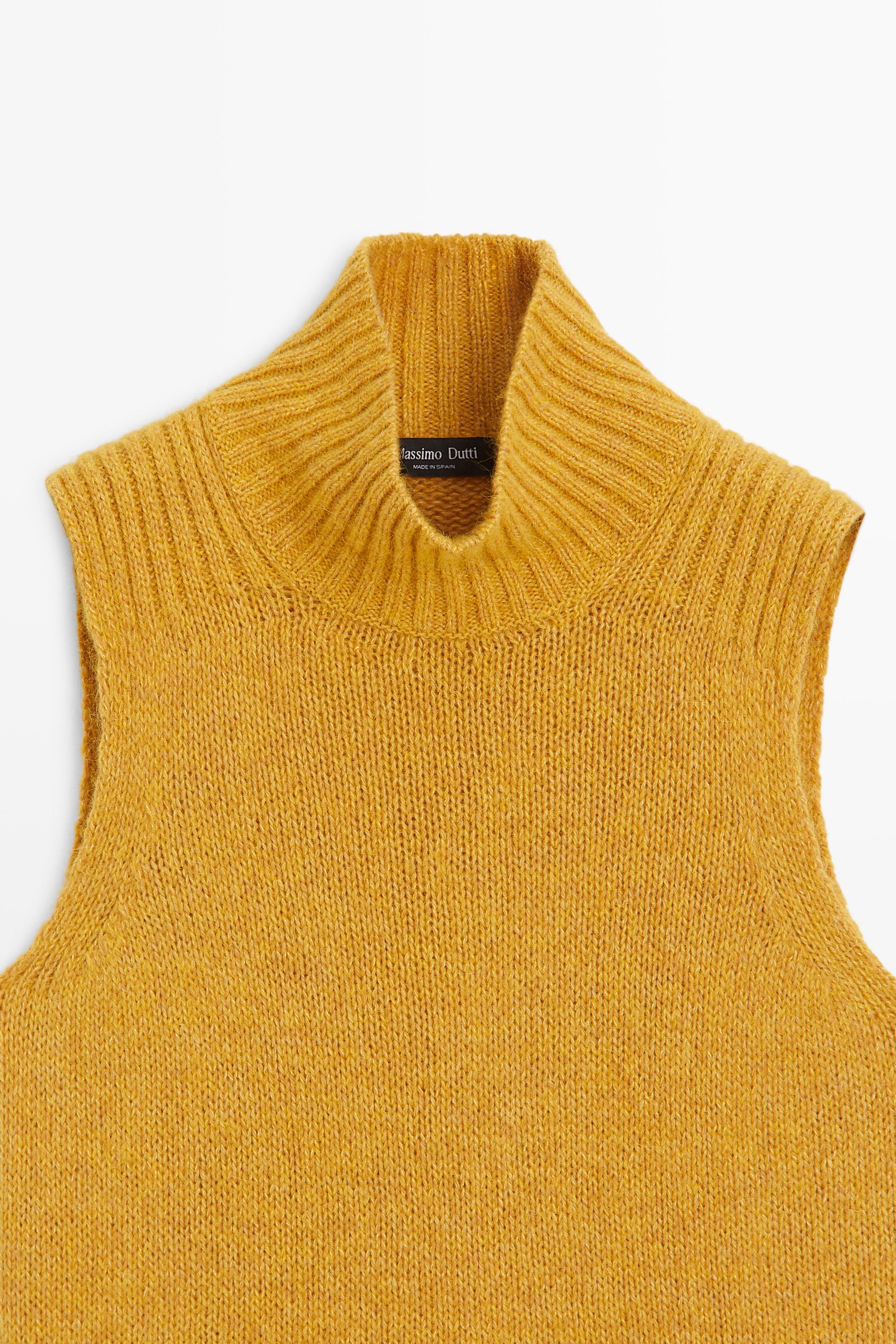Wool-blend knit turtleneck vest