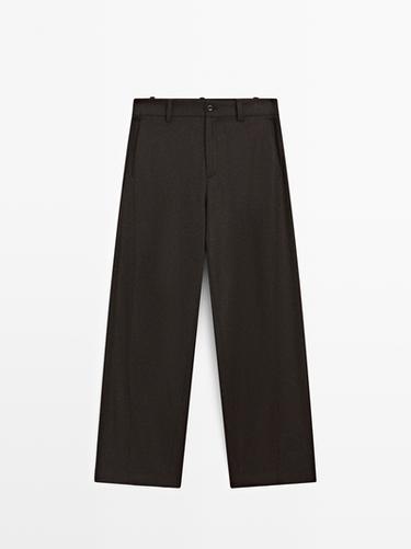 Zara Wool blend flannel trousers - Chocolate