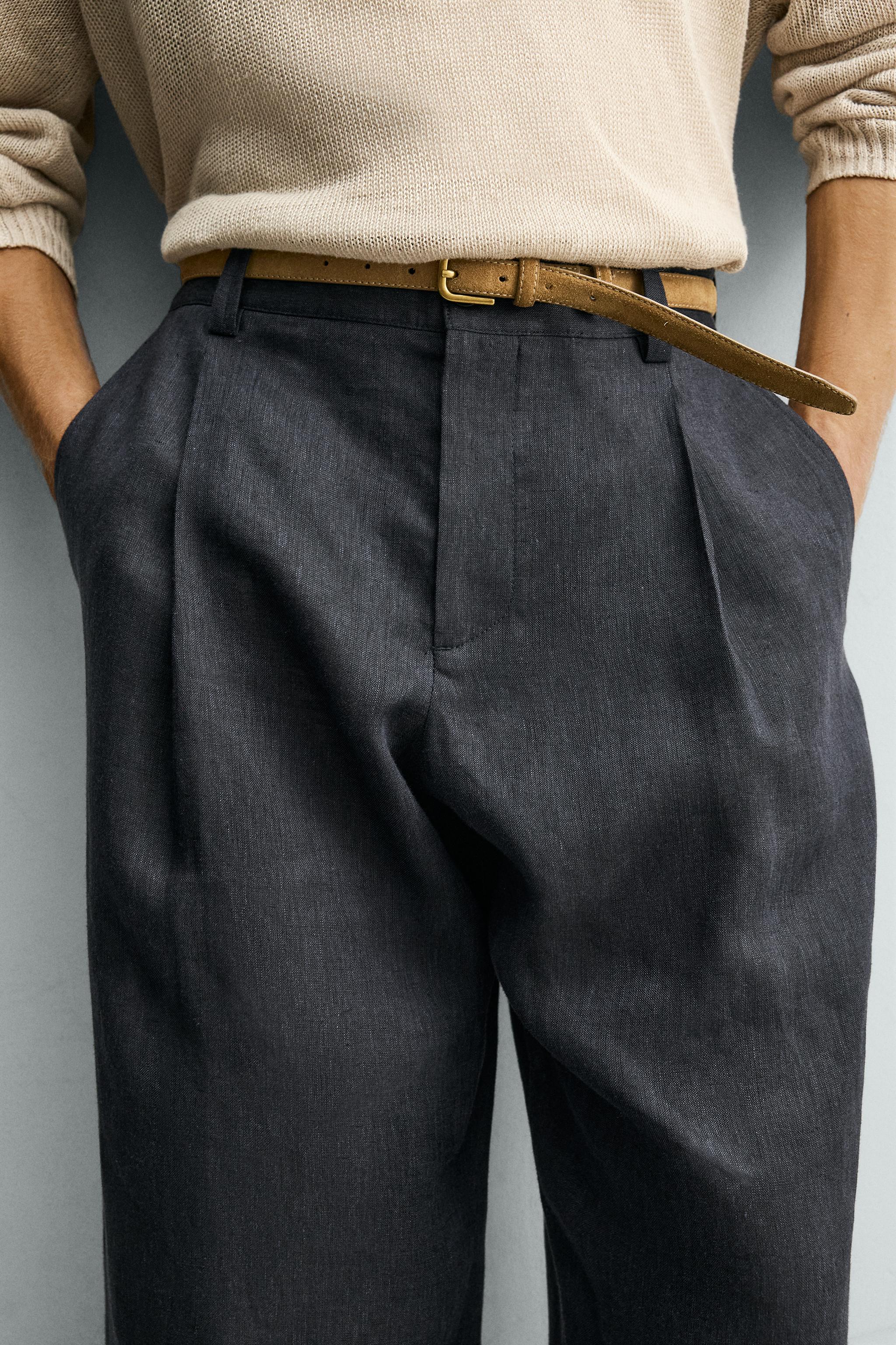 100% LINEN PLEATED PANTS
