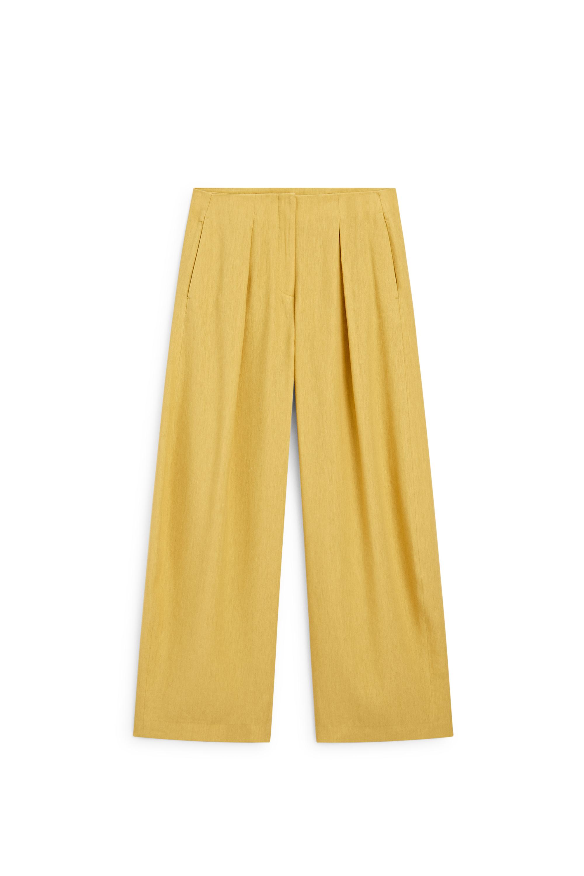 その他 ka na ta pleats pants(yellow) Wide-leg flowing linen blend pleated pants - Mustard | ZARA United