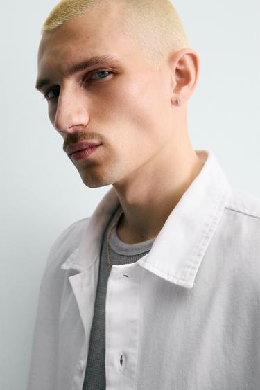 EMBROIDERED TEXTURED OVERSHIRT - White by Zara