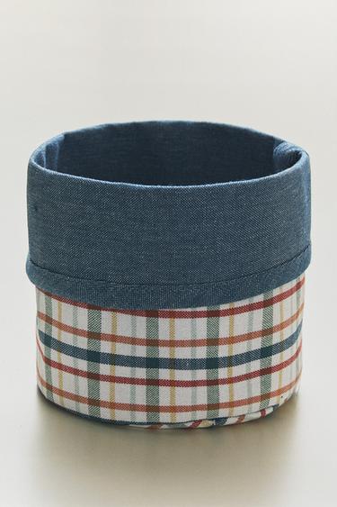 CHECK COTTON BREAD BASKET - Blue by Zara - Image 4