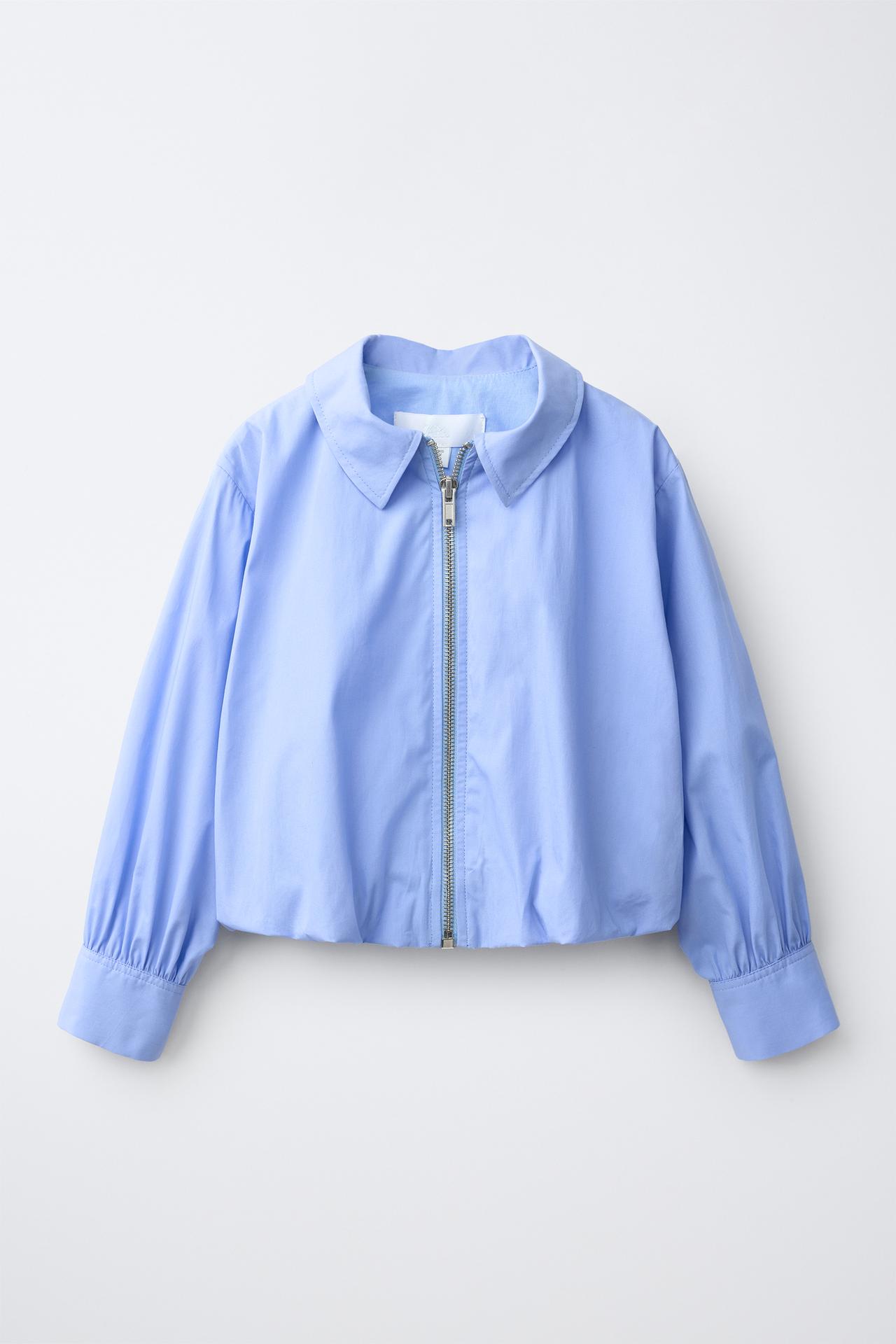 ZIP-UP BALLOON SHIRT — Blue