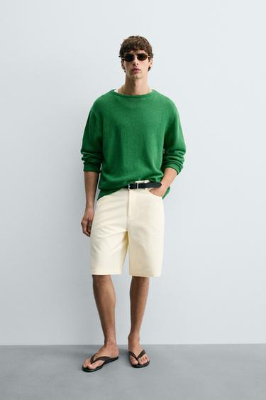 Zara LINEN - COTTON SWEATER - Green - Image 0