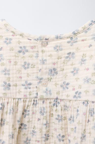 COTTON GAUZE FLORAL PRINT SHIRT - Beige by Zara - Image 2