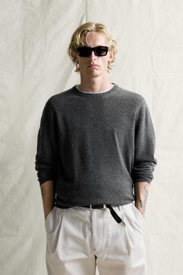 100% CASHMERE REGULAR FIT JUMPER - Grey marl by Zara
