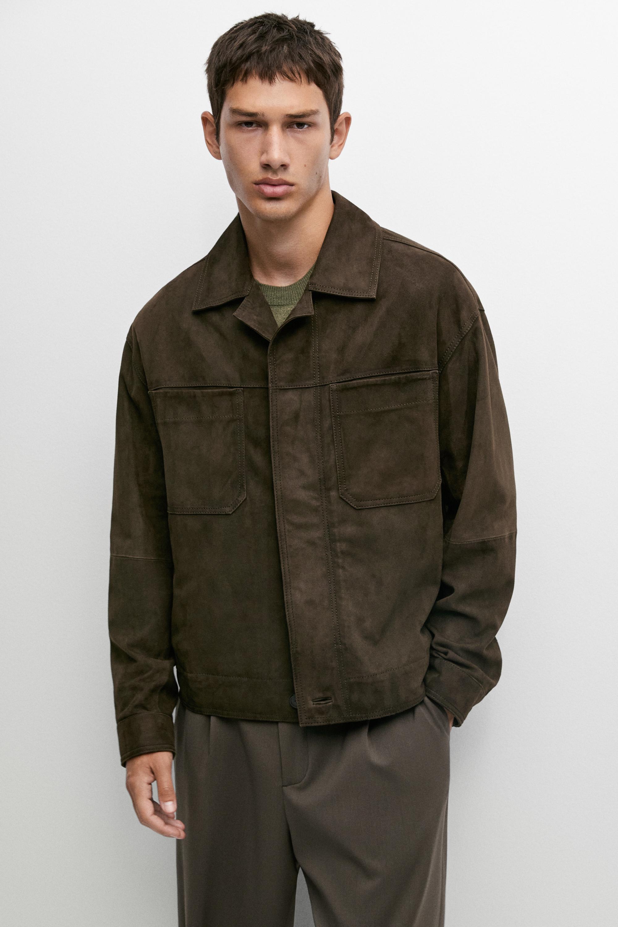 Veste en cuir effet daim relaxed fit