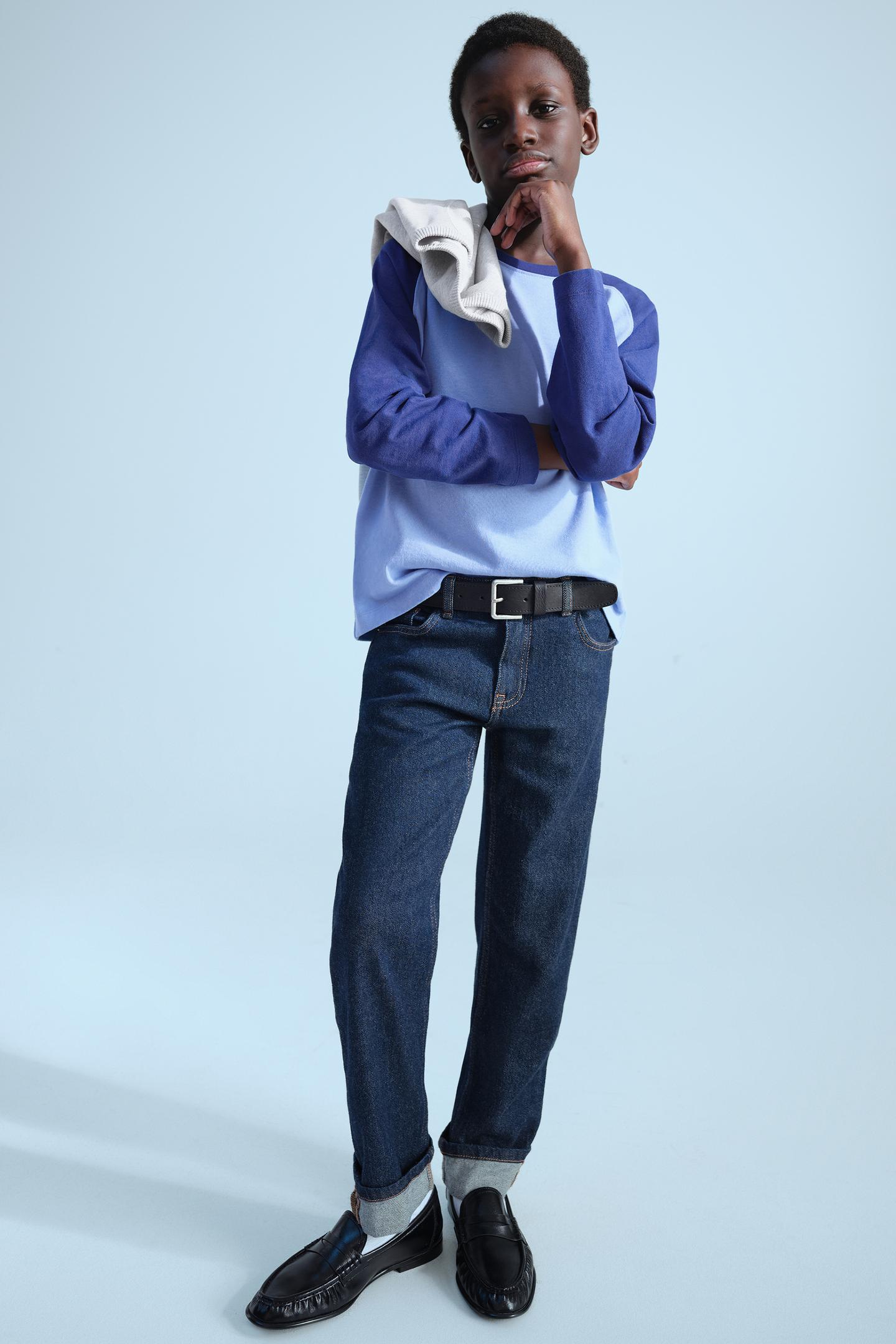 Детская футболка Zara 0FR. Paris X ZARA Raglan Long Sleeve, цвет: Синий — фото 6