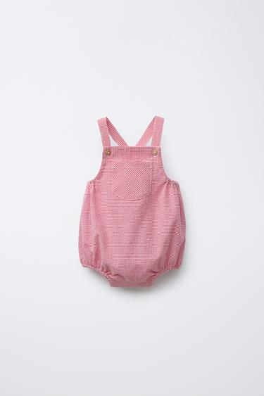 GINGHAM PLAYSUIT - Red / White by Zara