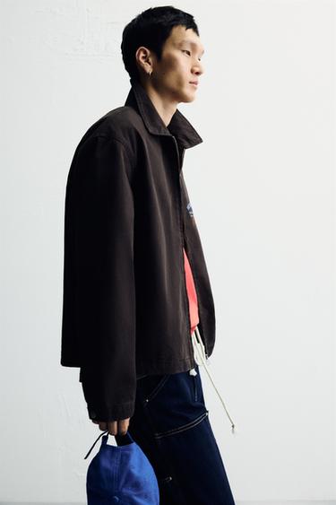Zara MIXED EMBROIDERED JACKET - Brown - Image 0
