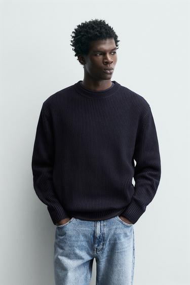 REGULAR FIT JUMPER - Navy blue by Zara