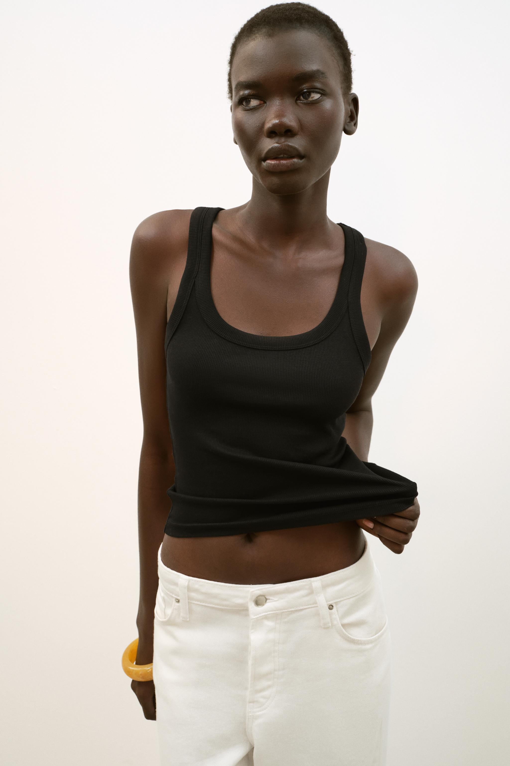 Женские топы Zara RIBBED TANK TOP — фото 2