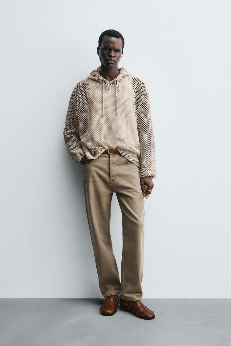 CROCHET TEXTURED SWEATSHIRT