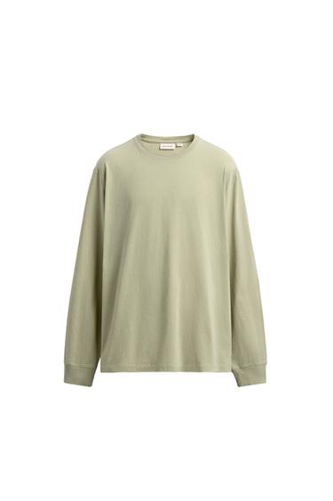 LIGHTWEIGHT LONG SLEEVE T-SHIRT - Light green by Zara