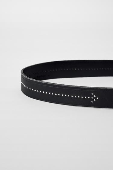 LEATHER STUDDED BELT BOBBY GILLESPIE X ZARA - Black by Zara