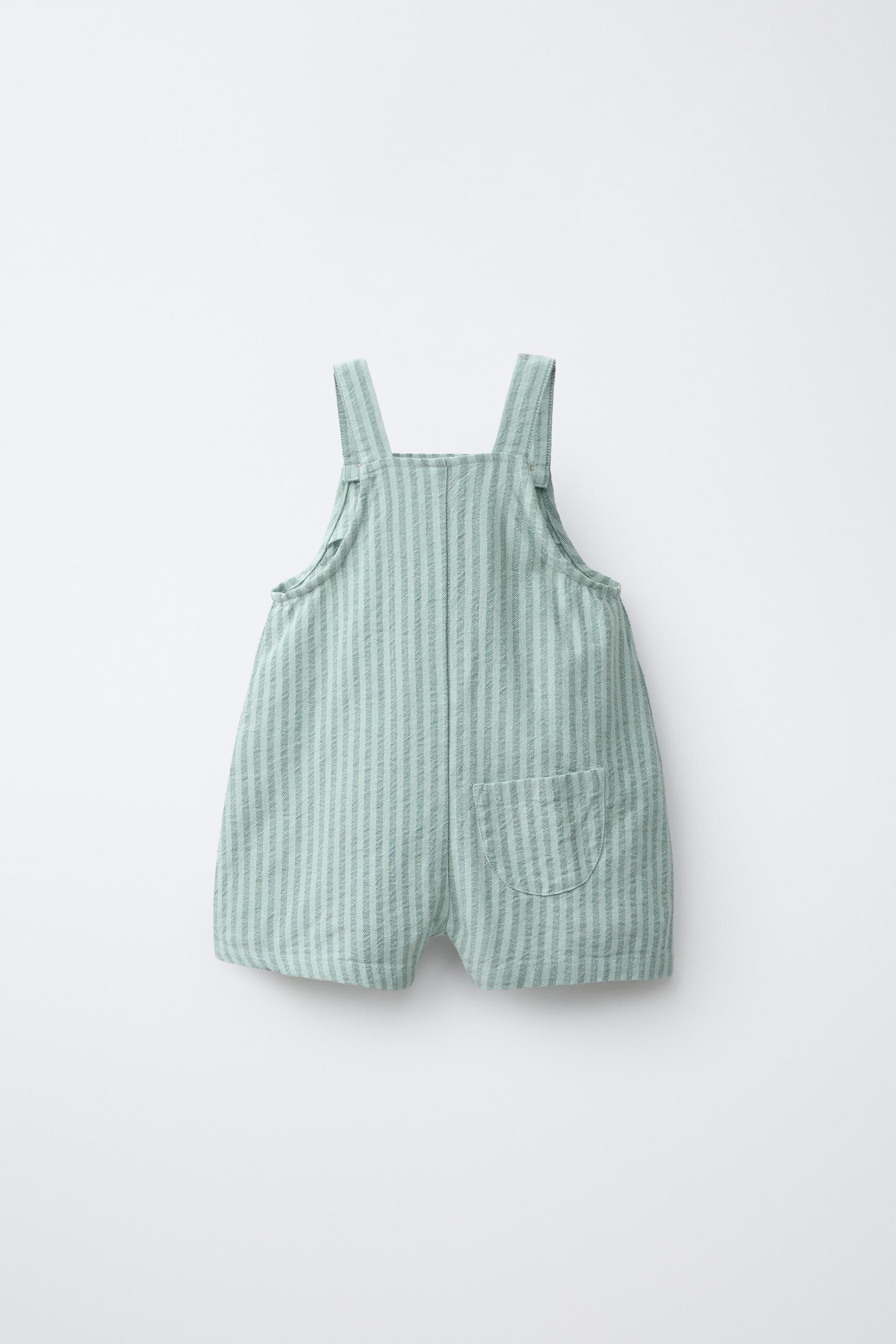 STRIPED OVERALL SHORTS