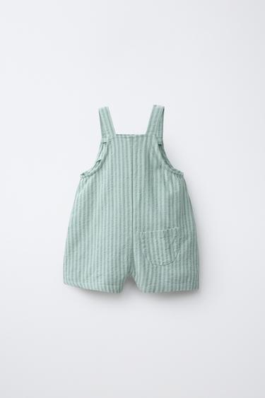 SALOPETTE COURTE À RAYURES - Vert d'eau de Zara - Image 1