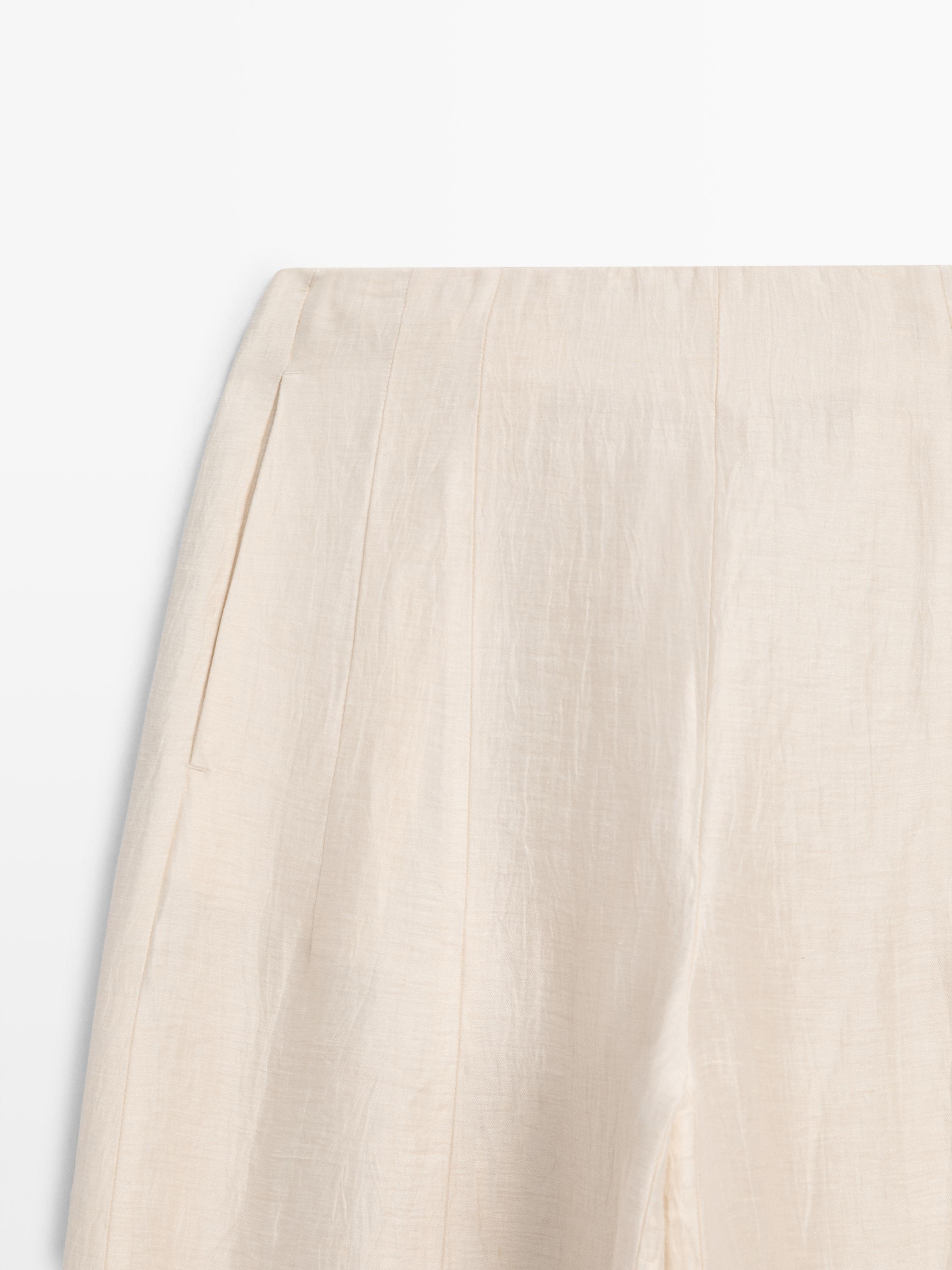 Pantalon bouffant en lin mélang