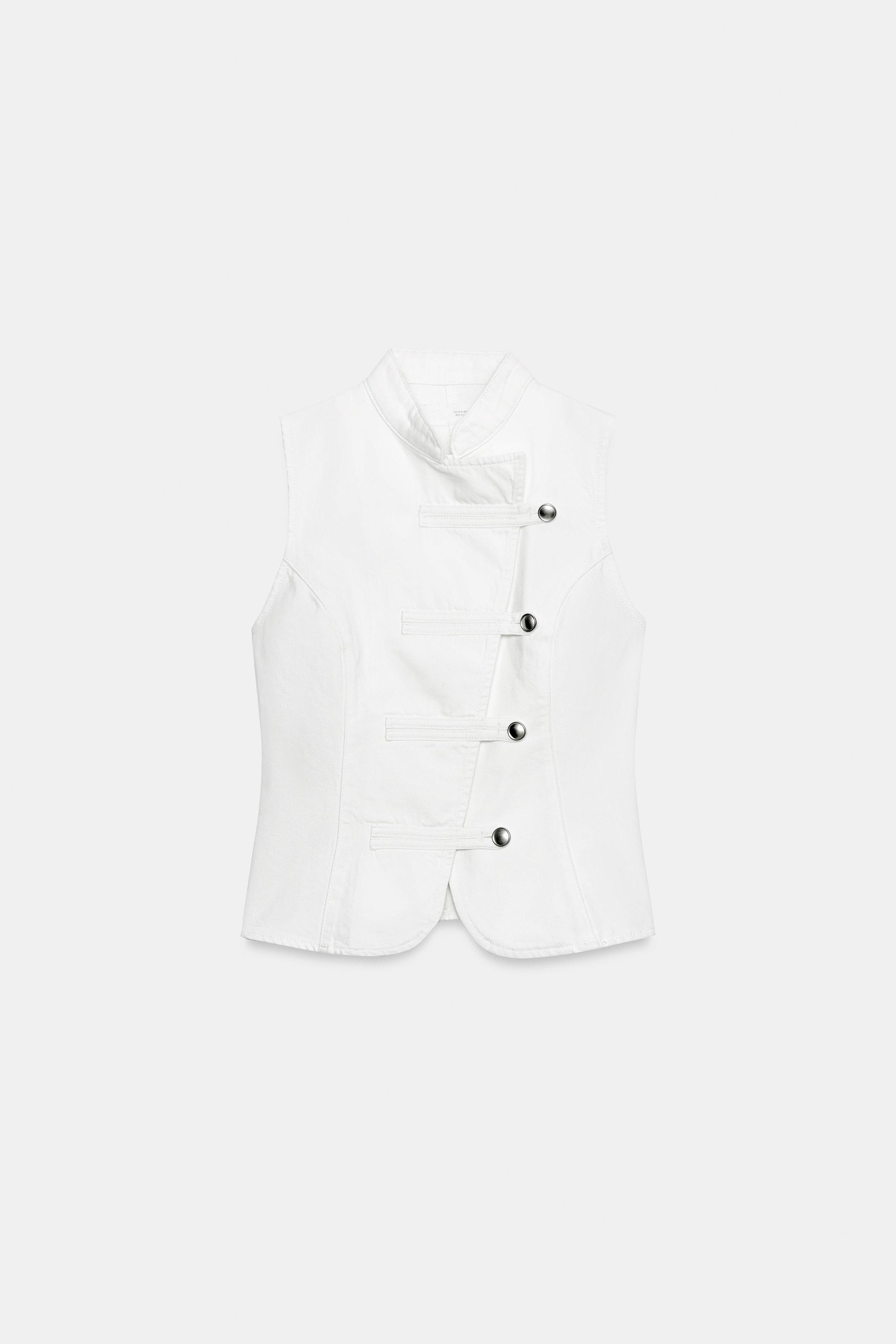 Zara Z1975 SÜSLÜ DÜĞMELİ DENIM TOP görsel 7