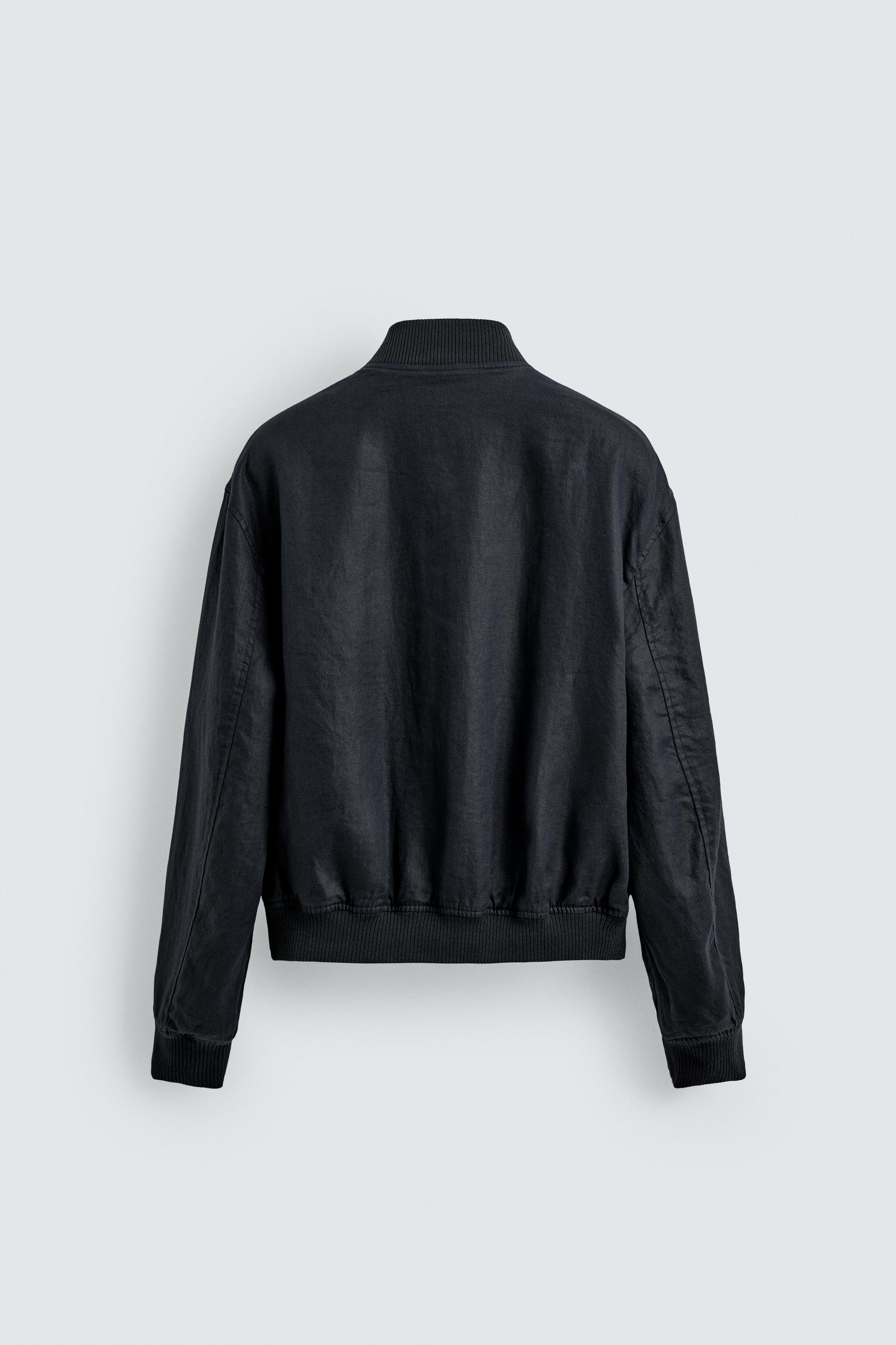 リネン100%ボンバージャケット - ネイビーブルー | ZARA Japan / 日本