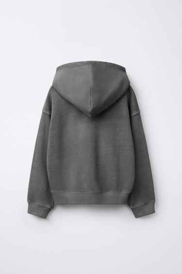 SWEAT ZIPPÉ TEINT EN PIÈCE - Gris anthracite de Zara - Image 1
