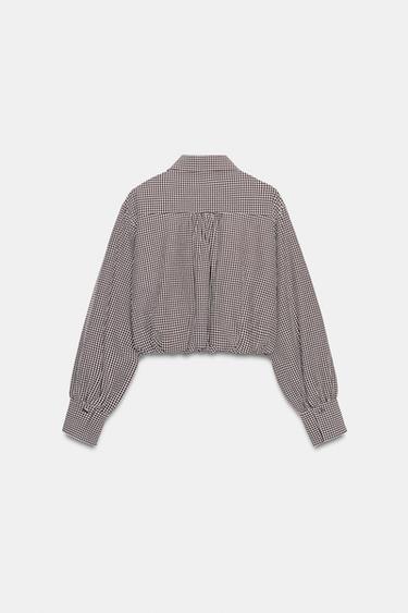 CHEMISE BALLON À CARREAUX VICHY - Marron / Écru de Zara - Image 6