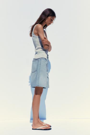 BERMUDA EN JEAN TRF LIGNE A TAILLE NORMALE - Bleu clair de Zara - Image 3