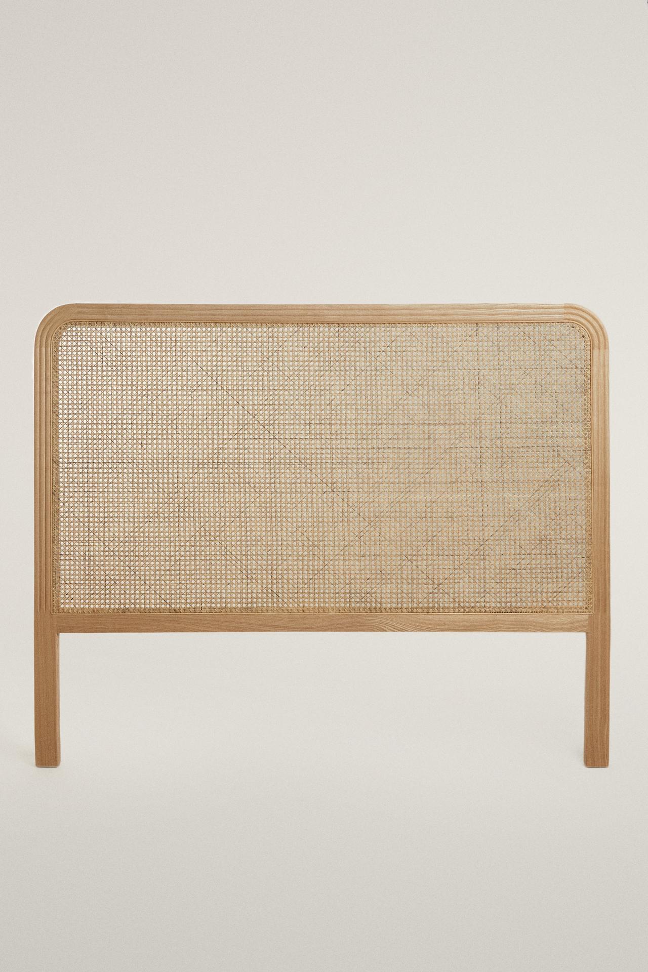ASH AND RATTAN HEADBOARD — Light beige