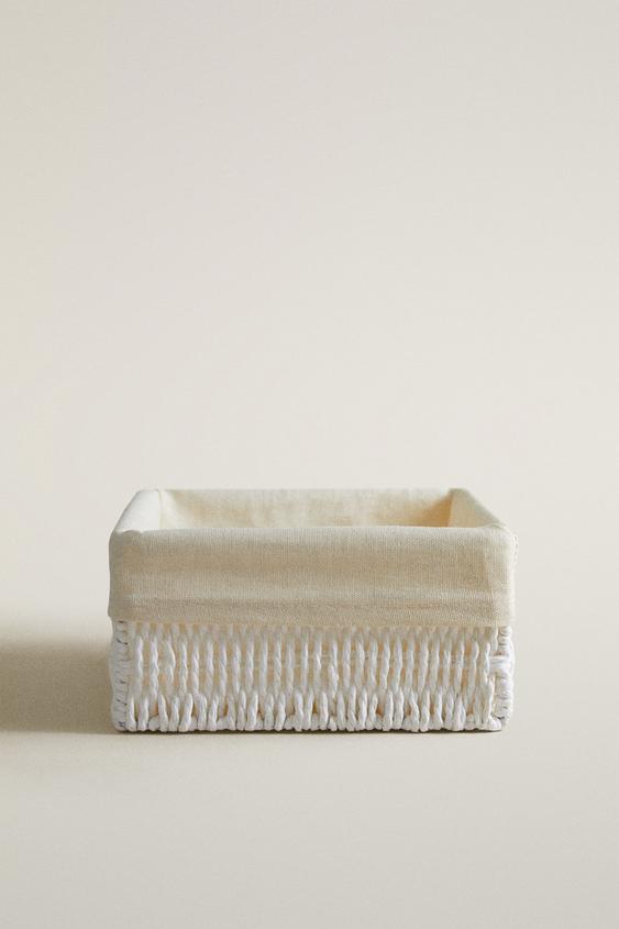 SQUARE BASKET WITH COTTON LINING - White by Zara - Image 0