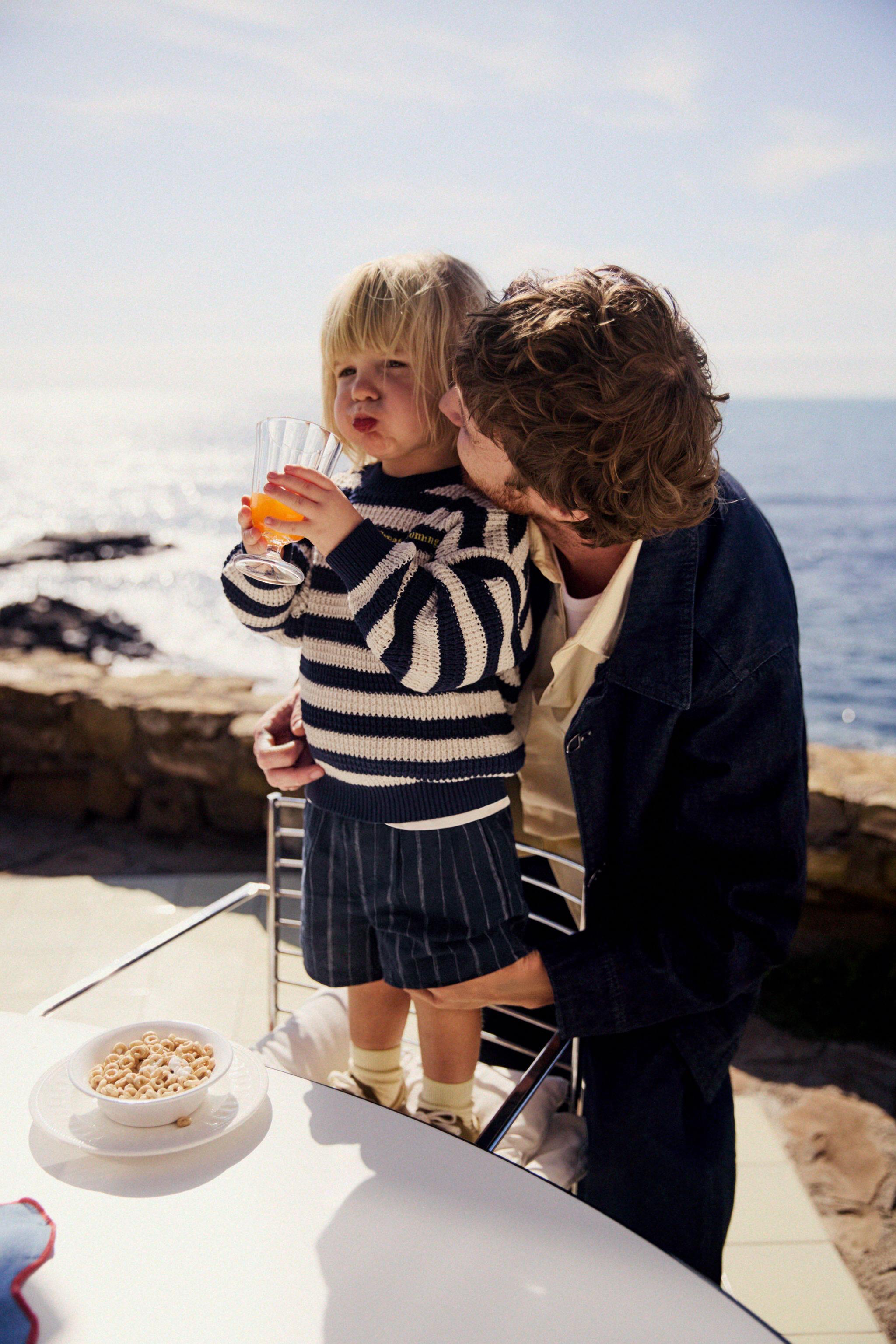 STRIPED LINEN COTTON SHORTS