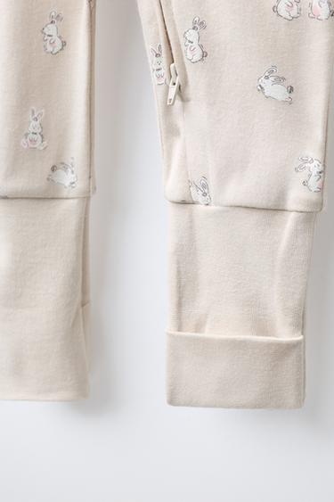 LOT DE DEUX PYJAMAS ENTIERS LAPINS PIEDS CONVERTIBLES - Beige de Zara - Image 4