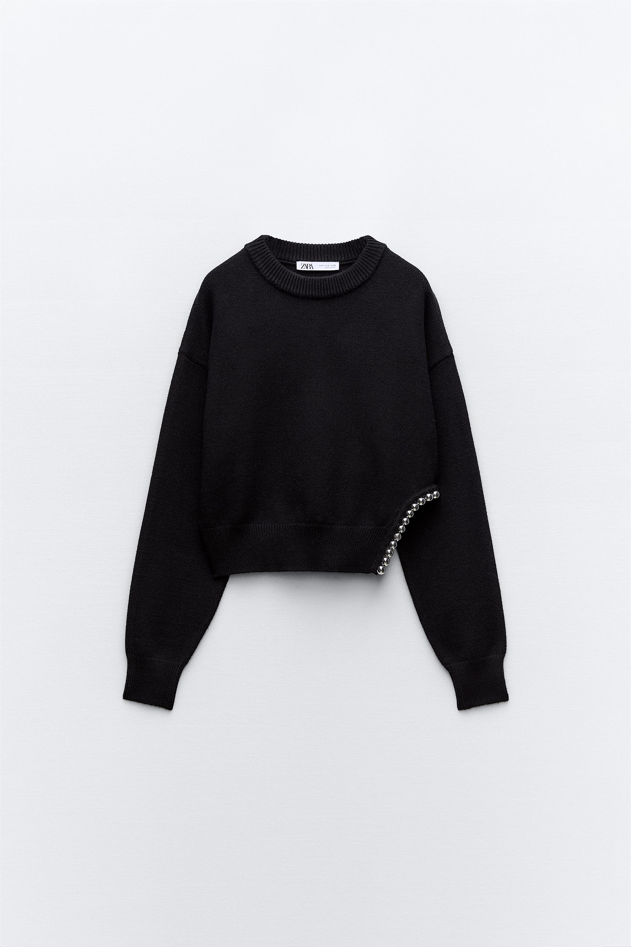 メタルビーズ ニットセーター - ブラック | ZARA Japan / 日本