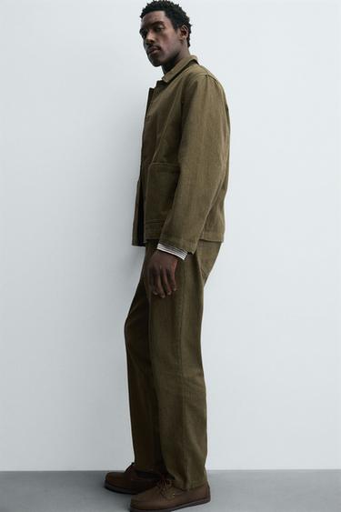 PANTALON STRUCTURE COTON - Vert de Zara - Image 4