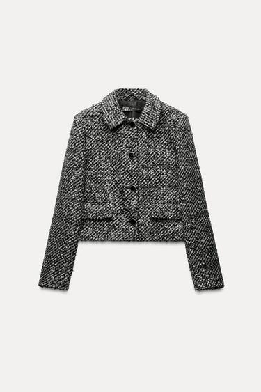 КУРТКА ИЗ РЕЛЬЕФНОЙ ТКАНИ С ПАЙЕТКАМИ — ЧЕРНЫЙ С МЕЛАНЖЕВЫМ ЭФФЕКТОМ от Zara — изображение 0