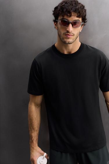 COTTON BLEND TECHNICAL T-SHIRT - Black by Zara - Image 4