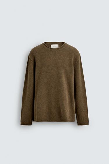 SUÉTER 100% LANA ACABADO ENROLLADO - Oliva de Zara