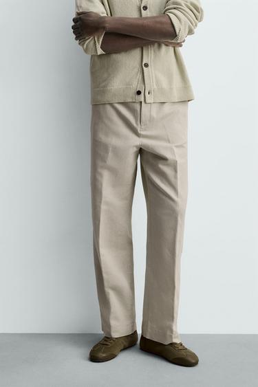 PANTALÓN STRAIGHT FIT CÁÑAMO - ALGODÓN - Arena de Zara